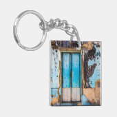 Blaue Wand und Tür Schlüsselanhänger (Vorderseite links)