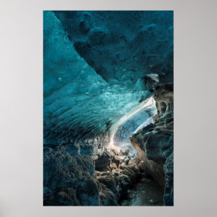 Blaue Wände einer Eishöhle Poster