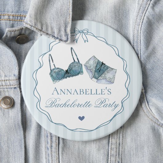 Blaue Wäsche Dusche Junggesellinnenabschied Gastge Button (Beispiel)