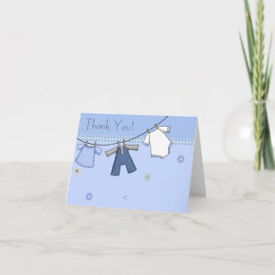 Blaue Wäscheleine Baby‑Dankeskarten Dankeskarte