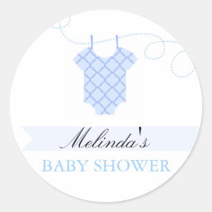Blaue Wäscheleine Modern Baby Shower Aufkleber