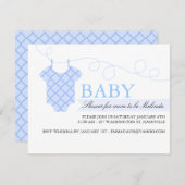 Blaue Wäscheleine Moderne Babydusche Einladung (Vorne/Hinten)