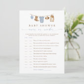 Blaue Wäscheleine Über oder Unter Baby Shower Spie Einladung (Stehend Vorderseite)