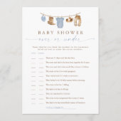 Blaue Wäscheleine Über oder Unter Baby Shower Spie Einladung (Vorderseite)