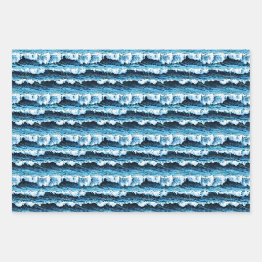 Blaue Wasser-/Waves-Muster Umhüllungsblätter Geschenkpapier Set (Vorderseite 3)