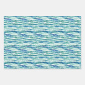 Blaue Wasser-/Waves-Muster Umhüllungsblätter Geschenkpapier Set (Vorderseite)