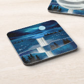 Blaue Wasserfälle Getränkeuntersetzer (Linke Seite)