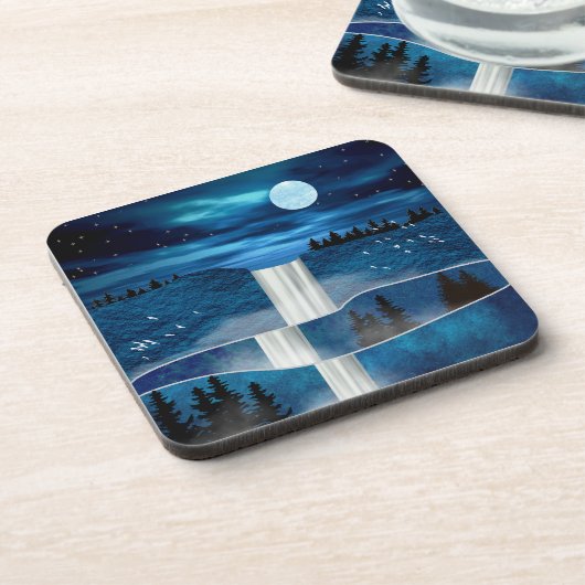 Blaue Wasserfälle Getränkeuntersetzer (Linke Seite)