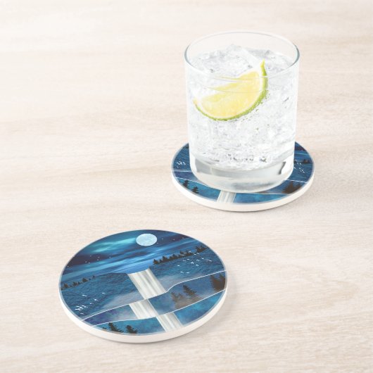 Blaue Wasserfälle Getränkeuntersetzer (Seite)