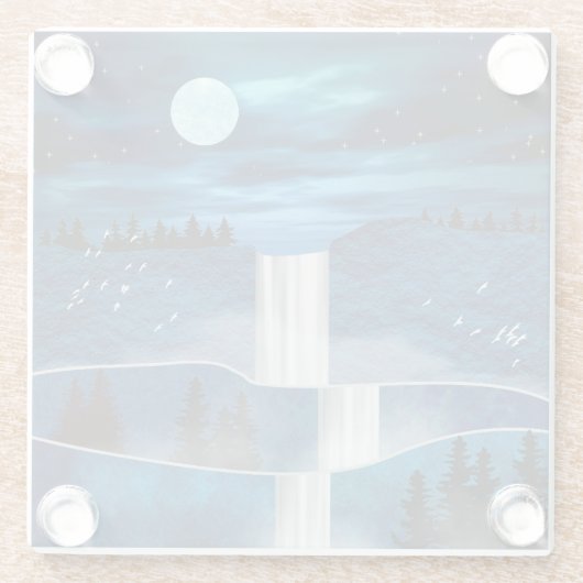 Blaue Wasserfälle Glasuntersetzer (Rückseite)