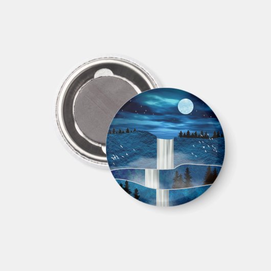 Blaue Wasserfälle Magnet (Vorderseite/Rückseite)