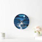 Blaue Wasserfälle Runde Wanduhr (Zuhause)