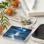 Blaue Wasserfälle Schlüsselanhänger (Vorderseite rechts)