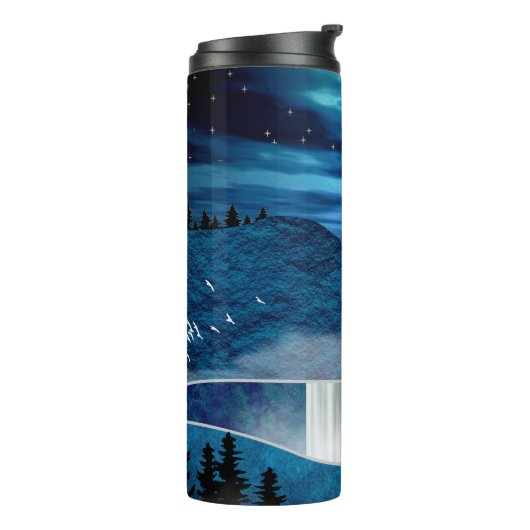 Blaue Wasserfälle Thermosbecher (Nach links gedreht)