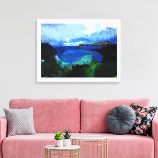 Blaue Wasserfarbe Abstrakt Landschaft Leinwanddruck (Insitu (Wohnzimmer))