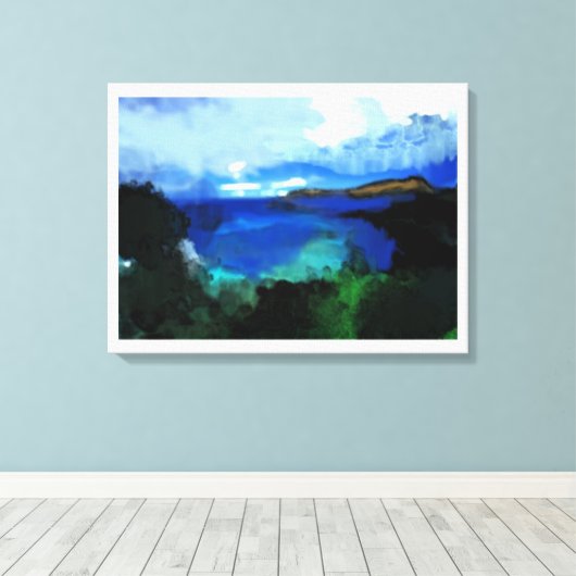 Blaue Wasserfarbe Abstrakt Landschaft Leinwanddruck (Insitu (Holzboden))