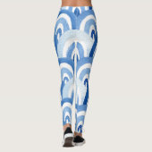 Blaue Wasserfarbe: Abstrakte Meereswellen Leggings (Rückseite)