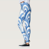 Blaue Wasserfarbe: Abstrakte Meereswellen Leggings (Links)