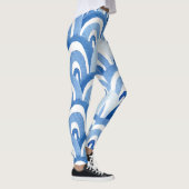 Blaue Wasserfarbe: Abstrakte Meereswellen Leggings (Rechts)
