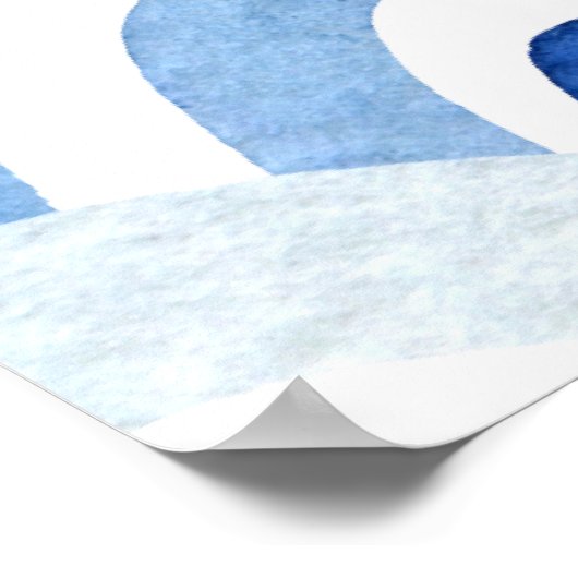 Blaue Wasserfarbe: Abstrakte Meereswellen Poster (Ecke)