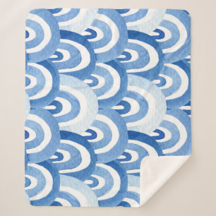 Blaue Wasserfarbe: Abstrakte Meereswellen Sherpadecke