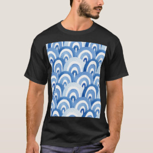 Blaue Wasserfarbe: Abstrakte Meereswellen T-Shirt