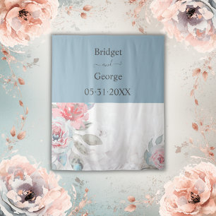 Blaue Wasserfarbe abstrakte Rose Hochzeit Wandteppich