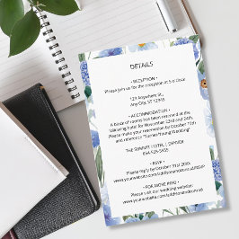 Blaue Wasserfarbe - Angaben zur Hochzeit Begleitkarte