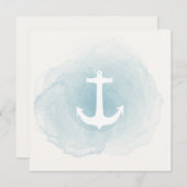 Blaue Wasserfarbe Anker Nautikerin Einladung (Vorne/Hinten)