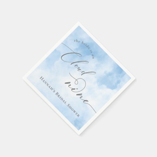 Blaue Wasserfarbe auf Cloud 9-Brautparty Serviette (Ecke)