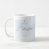 Blaue Wasserfarbe Baby Junge Widmung Kaffeetasse (Links)