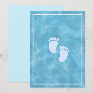 Blaue Wasserfarbe-Baby-Party-Rechteckvorlage  Einladung