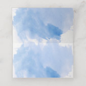 Blaue Wasserfarbe & Bäume Winter Hochzeitskarte Platzkarte (Innenseite Aufgefaltet)