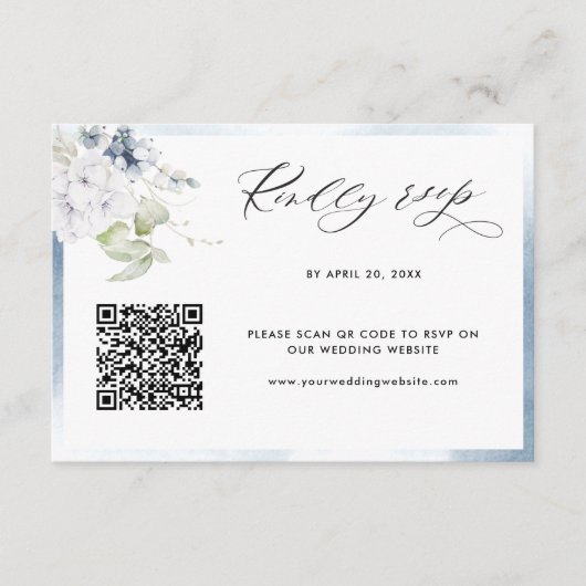 Blaue Wasserfarbe, Blumenzehen QR-Code-UAWG Begleitkarte (Vorderseite)