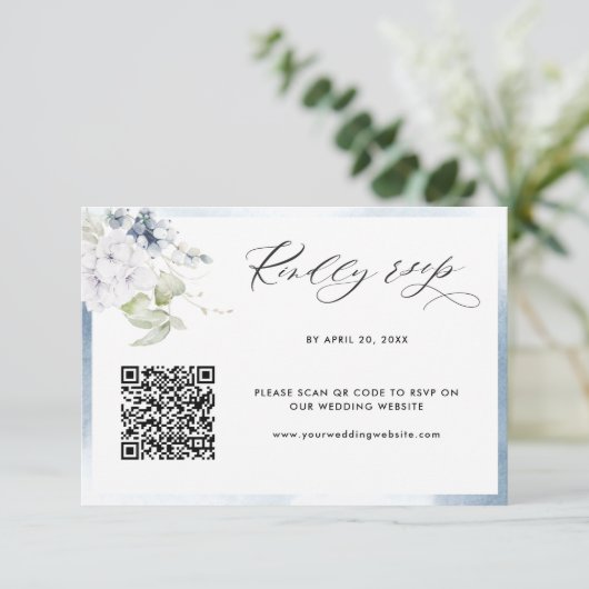 Blaue Wasserfarbe, Blumenzehen QR-Code-UAWG Begleitkarte (Stehend Vorderseite)