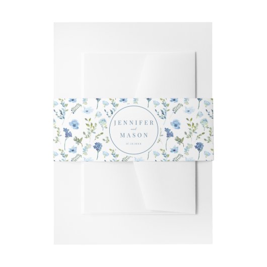 Blaue Wasserfarbe Blütenblütenblume Einladungsbanderole (Vorderseite Beispiel)
