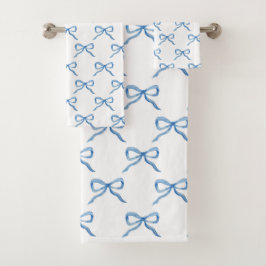 Blaue Wasserfarbe-Bogen-Muster Badhandtuch Set