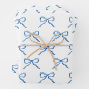 Blaue Wasserfarbe-Bogen-Muster Geschenkpapier Set