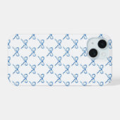 Blaue Wasserfarbe-Bogen-Muster iPhone 15 Hülle (Rückseite (Horizontal))