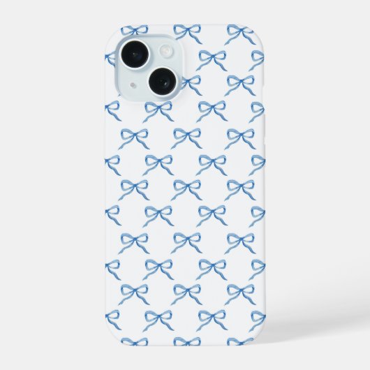 Blaue Wasserfarbe-Bogen-Muster iPhone 15 Hülle (Rückseite)