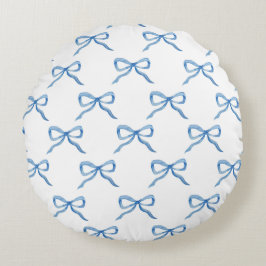 Blaue Wasserfarbe-Bogen-Muster Rundes Kissen