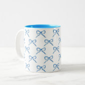 Blaue Wasserfarbe-Bogen-Muster Zweifarbige Tasse (Vorderseite Links)