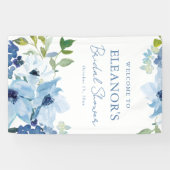 Blaue Wasserfarbe-Botanik-Personalisierte Dusche W Banner (Horizontal)