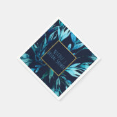 Blaue Wasserfarbe Botanischer Garten Parco Tassino Serviette (Ecke)