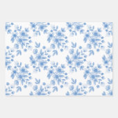 Blaue Wasserfarbe Bouquet Muster Geschenkpapier Set (Vorderseite 2)