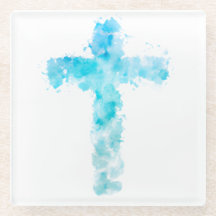 Blaue Wasserfarbe Christliche Kreuztaufe