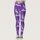 Blaue Wasserfarbe Einhorn Leggings (Vorderseite)