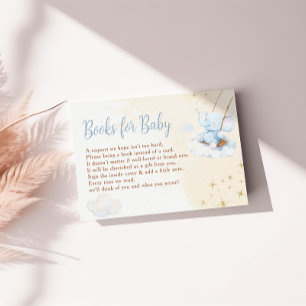 Blaue Wasserfarbe-Elefanten-Bücher für Baby Shower Begleitkarte