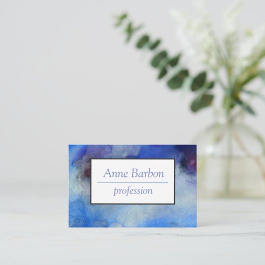 Blaue Wasserfarbe Elegante Visitenkarte (Stehend Vorderseite)