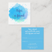 Blaue Wasserfarbe Empfehlungskarte (Vorne/Hinten)